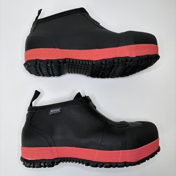Bogs Unisex Waterproof Rubber Rain Boots Mens Size 7 Black Red Zip Front Utility - Picture 5 of 9